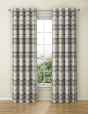 Checked Eyelet Curtains | M&S