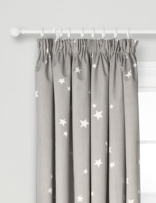 Kids Star Print Blackout Pencil Pleat Curtains Ready Made