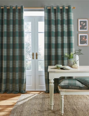 

Laura Ashley Alfristone Check Eyelet Blackout Curtains - Sage, Sage