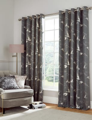 

Laura Ashley Pure Cotton Animalia Eyelet Curtains - Grey, Grey