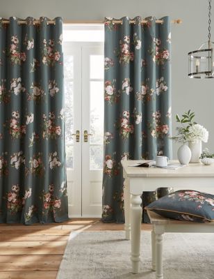 Pure Cotton Rosemore Eyelet Curtains, Blue And White Eyelet Curtains Uk