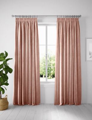 

Velvet Pencil Pleat Curtain - Soft Pink, Soft Pink