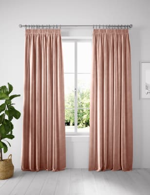 

Velvet Pencil Pleat Curtain - Soft Pink, Soft Pink