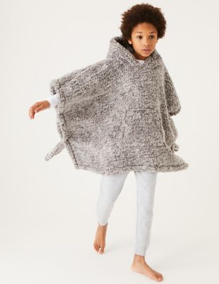 

The M&S Snuggle™ Teddy Fleece Kids' Hooded Blanket - Grey, Grey