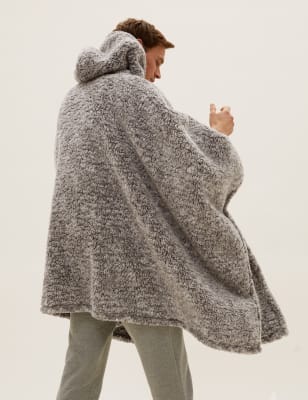 

The M&S Snuggle™ Teddy Fleece Adults' Hooded Blanket - Grey, Grey