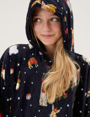 

The M&S Snuggle™ Manta polar infantil con capucha de 'Santa Paws' - Mezcla De Tonos Marino, Mezcla De Tonos Marino