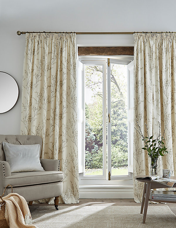 Pussy Willow Pencil Pleat Curtains - GR
