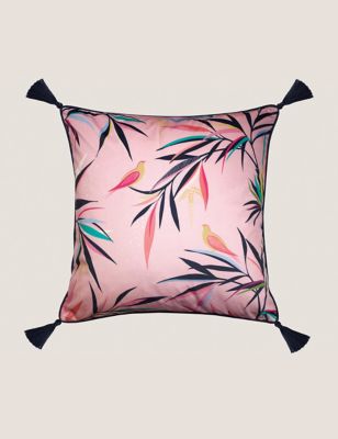 Sara Miller Velvet Bamboo Blend Cushion - Pale Pink, Pale Pink