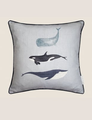 

Sophie Allport Linen Blend Whale Cushion - Duck Egg, Duck Egg