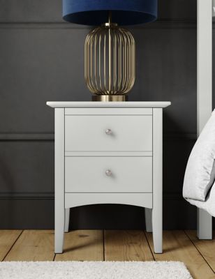 M&S Hastings 2 Drawer Bedside Table - Grey, Grey,Mid Blue,Sage Green,Blush