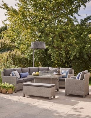 Palma 8 Seater Corner Sofa Set with Firepit Table