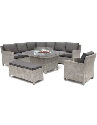 Palma 8 Seater Corner Sofa Set with Firepit Table