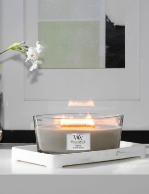 Woodwick Fireside Ellipse Candle - Light Grey, Light Grey