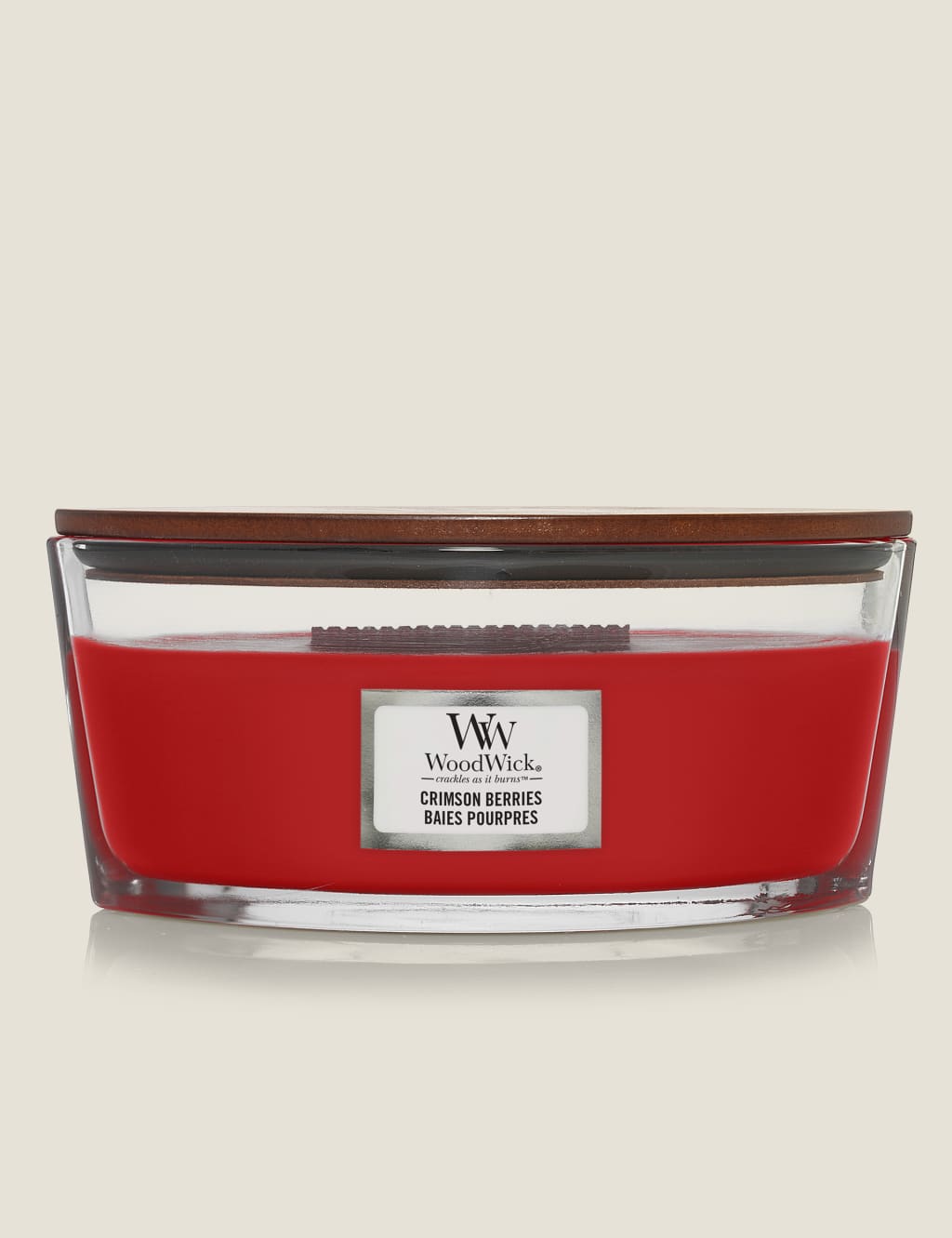 Crimson Berries Ellipse Scented Candle with Crackle Wick
