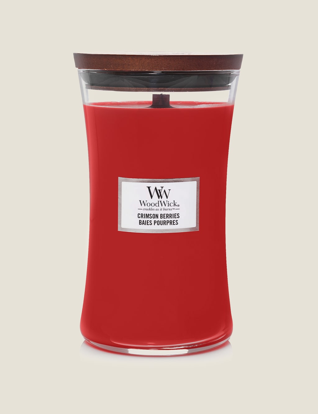 Crimson Berries Hourglass Candle with Crackle Wick