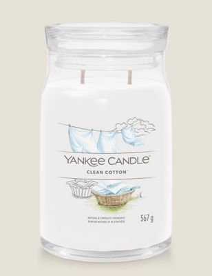 Yankee Candle Clean Cotton Signature Large Jar Scented Candle - White, White