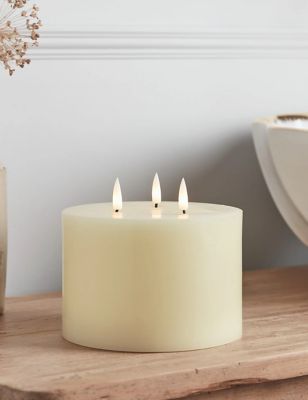 Lights4Fun TruGlow® 3 Wick LED Candle - Ivory, Ivory