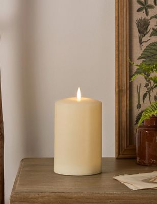 Lights4Fun TruGlow® Small Chapel Pillar LED Candle - Ivory, Ivory