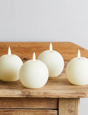 Lights4Fun Set of 4 TruGlow® Ball LED Candles - Ivory, Ivory