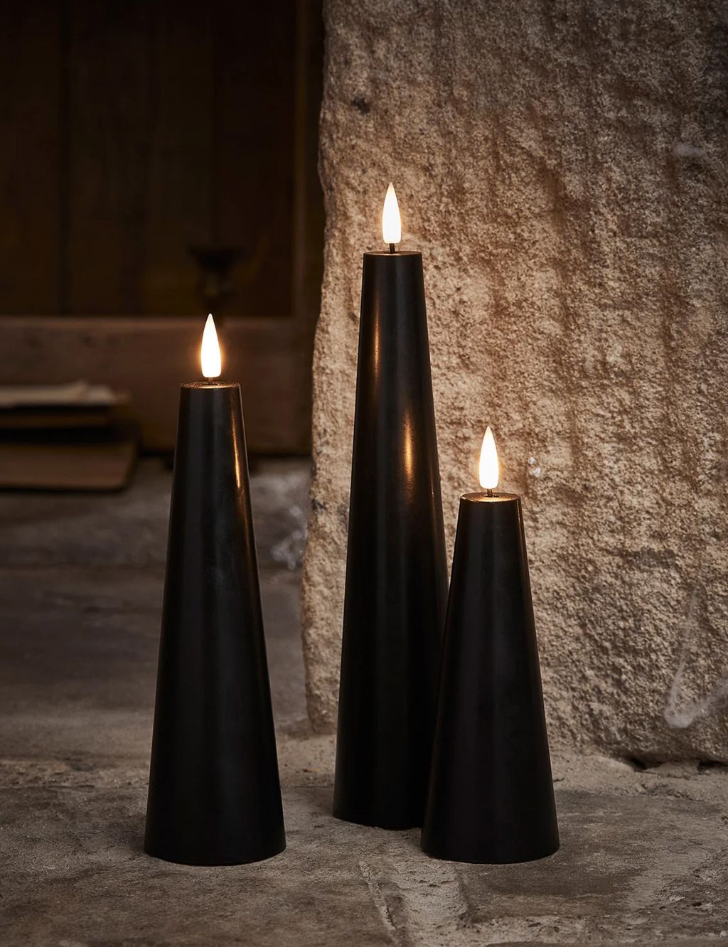 Set of 3 TruGlow® Cone Pillar LED Candles image 1
