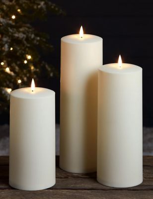 Lights4Fun Set of 3 TruGlow Waterproof Outdoor Candles - Ivory, Ivory