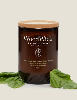Woodwick ReNew Tomato Leaf & Basil Large Jar Candle - Brown, Brown