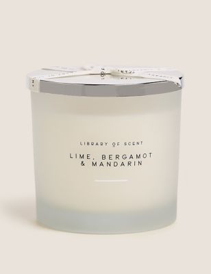 Library Of Scent Lime, Bergamot & Mandarin 3 Wick Candle - White Mix, White Mix