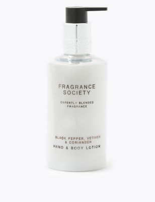 Fragrance Society Men's Black Pepper, Vetiver & Coriander Hand & Body Lotion 265ml