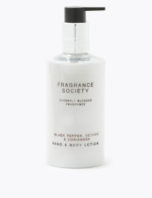 Fragrance Society Men's Black Pepper, Vetiver & Coriander Hand & Body Lotion 265ml