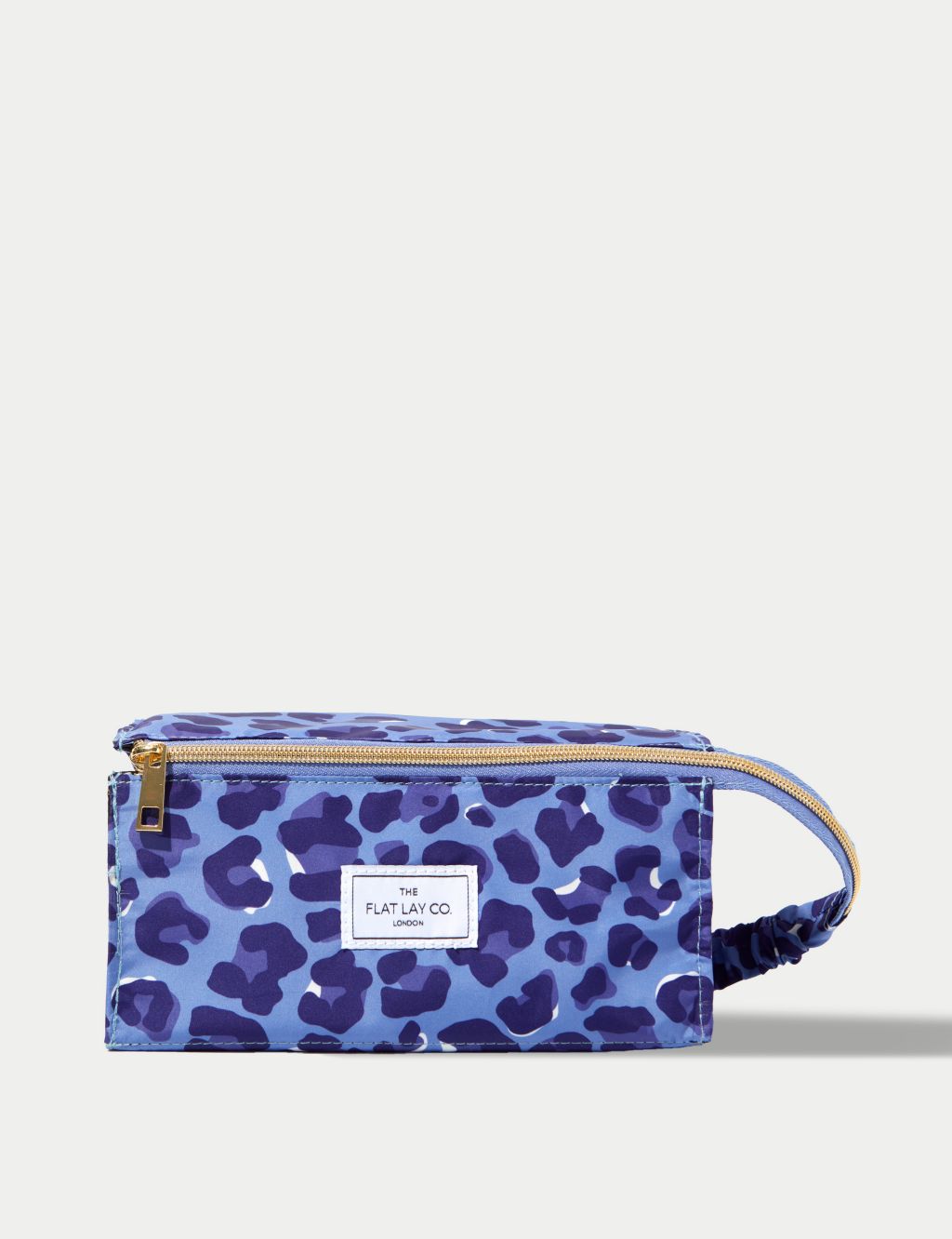 The Flat Lay Co. Open Flat Box Bag in Blue Leopard