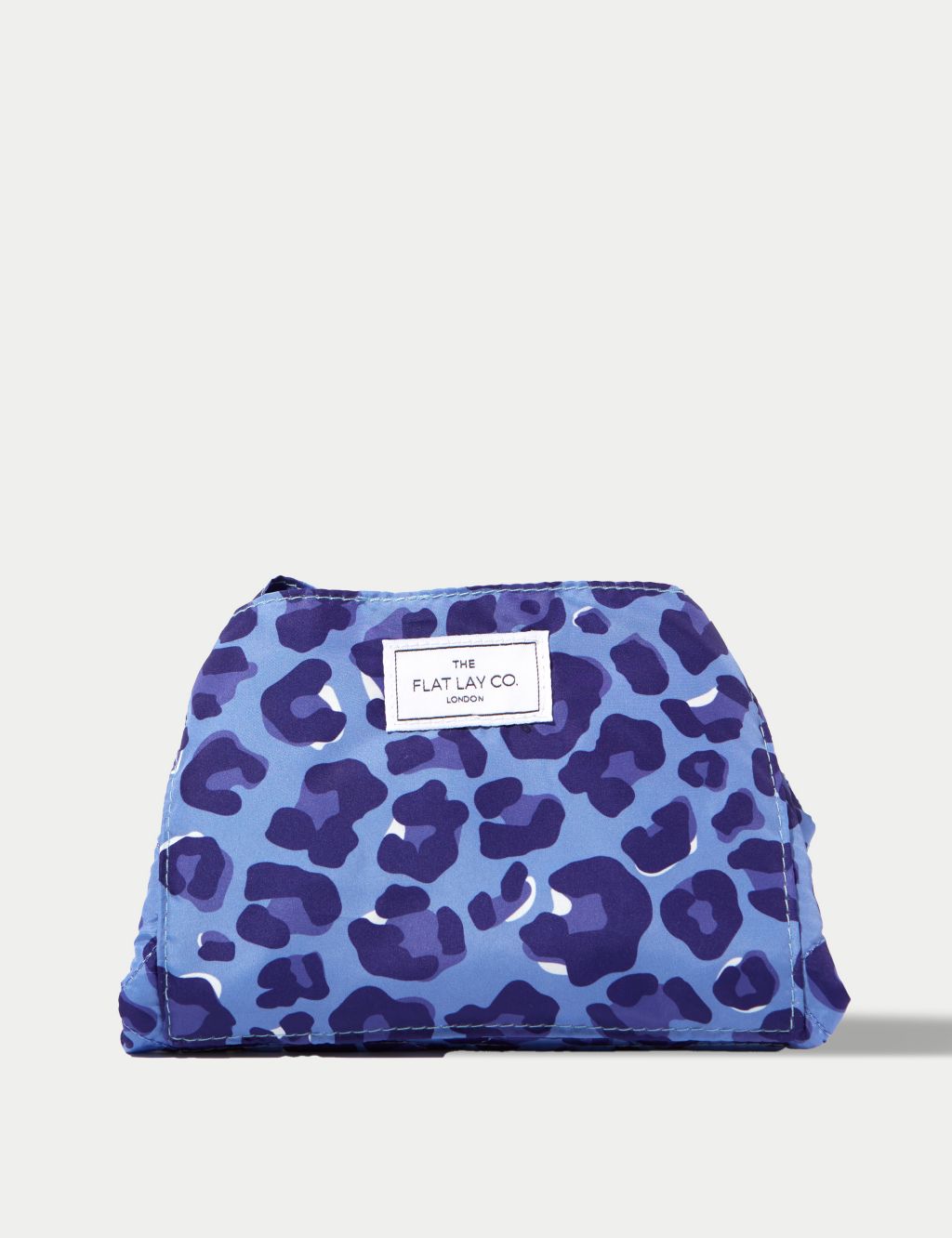 Blue Leopard Full Size Flat Lay Makeup Bag