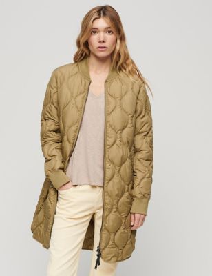 Superdry Womens Quilted Lightweight Relaxed Coat - 16 - Green, Green,Black