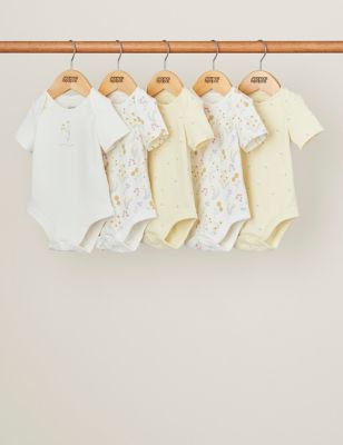 Mamas & Papas Newborn Girl's 5pk Pure Cotton Floral Bodysuits (7lbs-2 Yrs) - 0-3 M - Yellow, Yellow