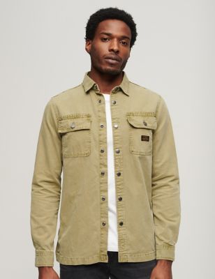 Superdry Men's Pure Cotton Utility Overshirt - M - Green, Green