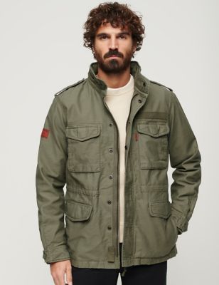 Superdry Mens Pure Cotton Utility Jacket - M - Green, Green