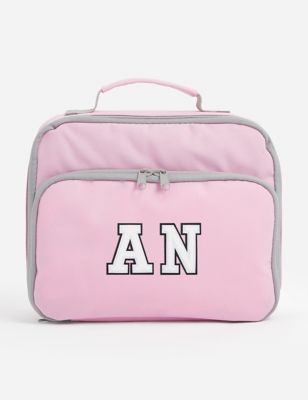 Alphabet Personalised Lunch Bag - Pink, Pink,Dark Green Mix