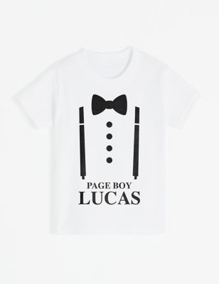 Dollymix Boys Personalised Kids Page Boys T-Shirt (3-12 Yrs) - 11-12 - White, White