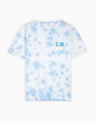 Dollymix Personalised Boy's Tie Dye T-Shirt (0-6 Yrs) - 5-6 Y - Light Blue Mix, Light Blue Mix