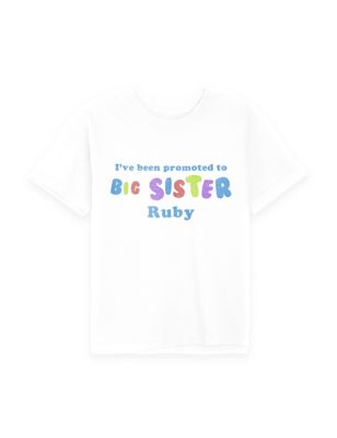 Dollymix Girl's Personalised Big Sister T-Shirt (3-12 Yrs) - 11-12 - White, White