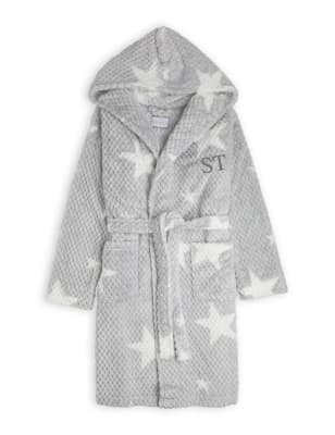 Dollymix Womens Personalised Womens Fleece Robe - L-XL - Grey Mix, Grey Mix