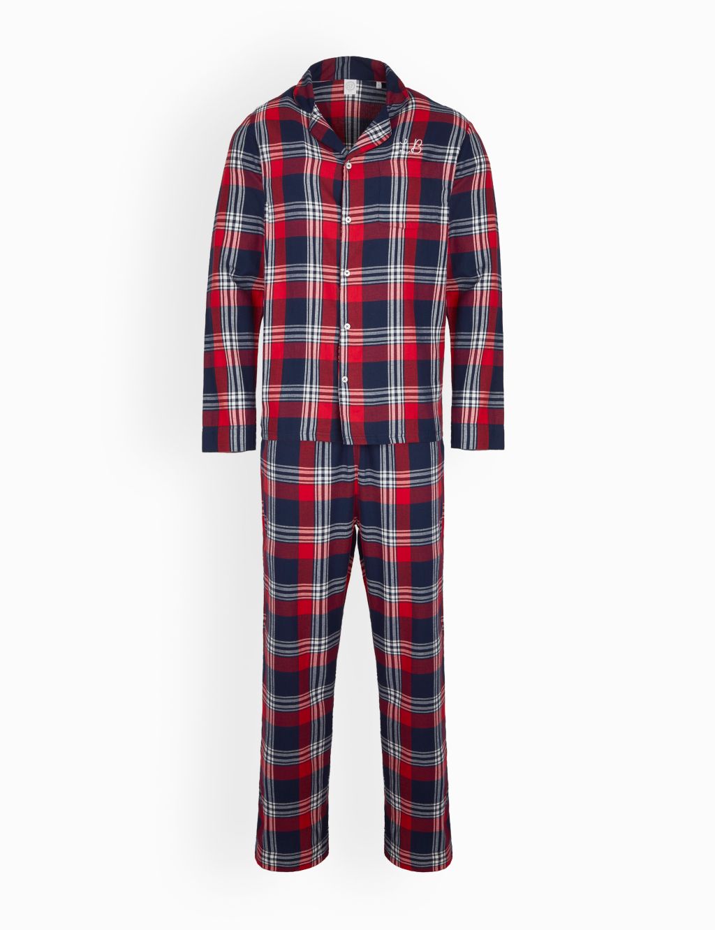 Personalised Red Tartan Mens Pyjama Set