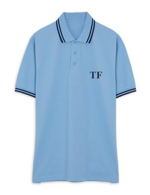 Dollymix Men's Personalised Contrast Polo Shirt - XL - Blue, Blue,Black,White