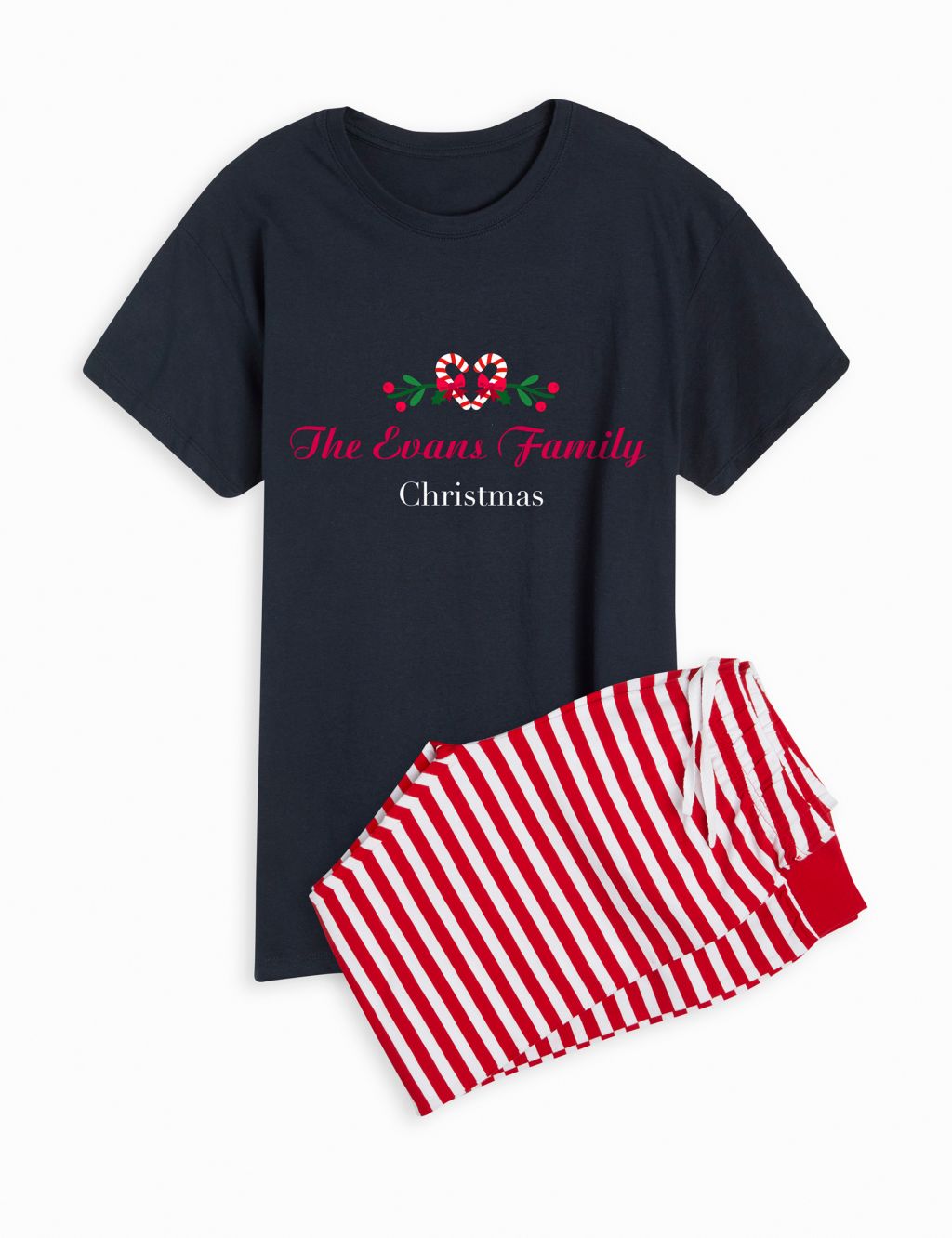 Personalised Candy Cane Womens Family Pyjamas by Dollymix image 2