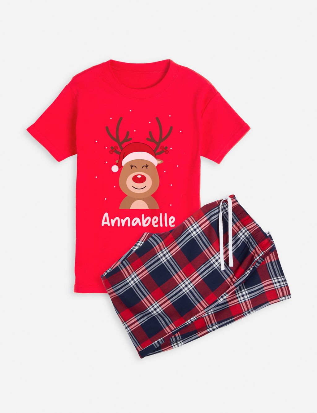 Personalised Reindeer Girls Pyjamas (5-12 Yrs)