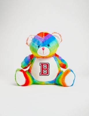 Alphabet Personalised Soft Plush Rainbow Bear - Multi, Multi