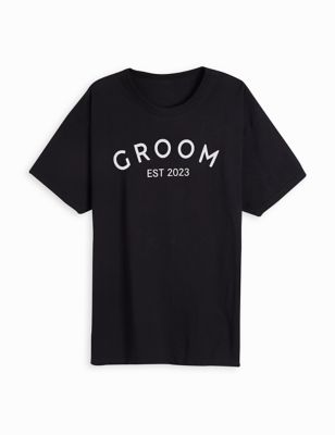 Mens Personalised Groom T-Shirt by Dollymix - Black, Black
