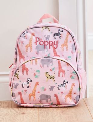 My 1St Years Girl's Personalised Pink Safari Medium Backpack - Pink Mix, Pink Mix