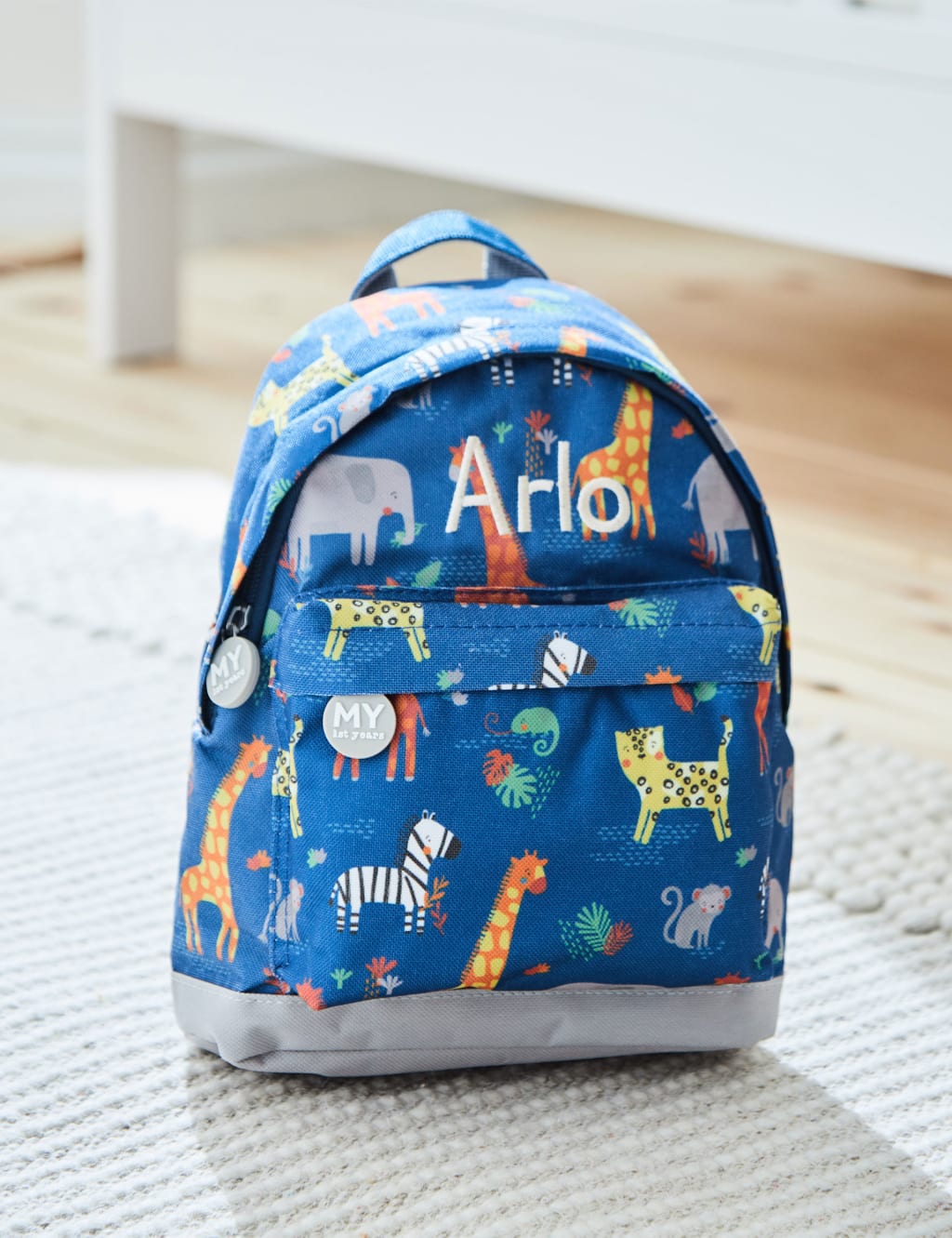 Personalised Navy Safari Mini Backpack