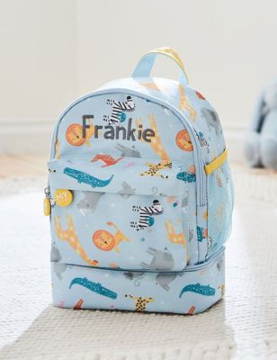 My 1St Years Boy's Personalised Safari Lunch Backpack - Blue Mix, Blue Mix