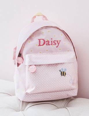 My 1St Years Girls Personalised Gingham Mini Backpack - Pink Mix, Pink Mix